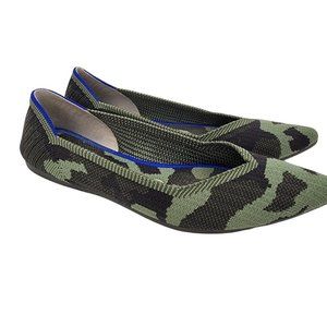 Rothys Green Camo Slip On Pointed Toe Flats Sz 7.5